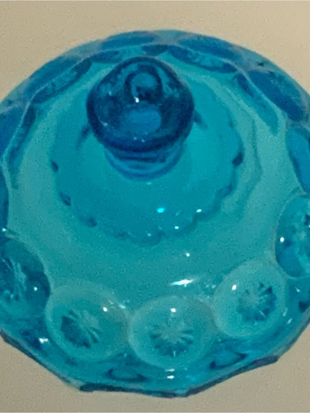 Vintage Blue Moon and Star Glass Candy Dish with Lid